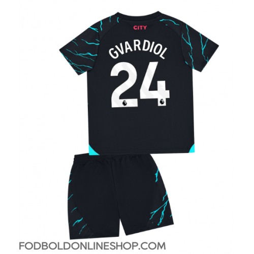 Manchester City Josko Gvardiol #24 Tredje trøje Børn 2023-24 Kortærmet (+ Korte bukser)